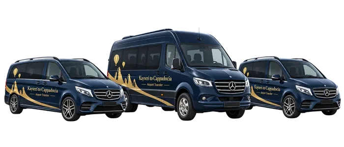 Transfer fleet with two Mercedes Vito vehicles and one Mercedes Sprinter for Kayseri Airport to Cappadocia transfers